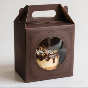 Vintage Embossed Pattern Transparent Window Handheld Cake Gift Box